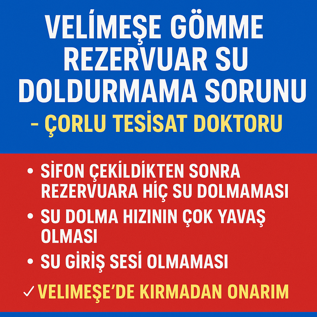 Velimeşe Gömme Rezervuar Su Doldurmama Sorunu – Çorlu Tesisat Doktoru