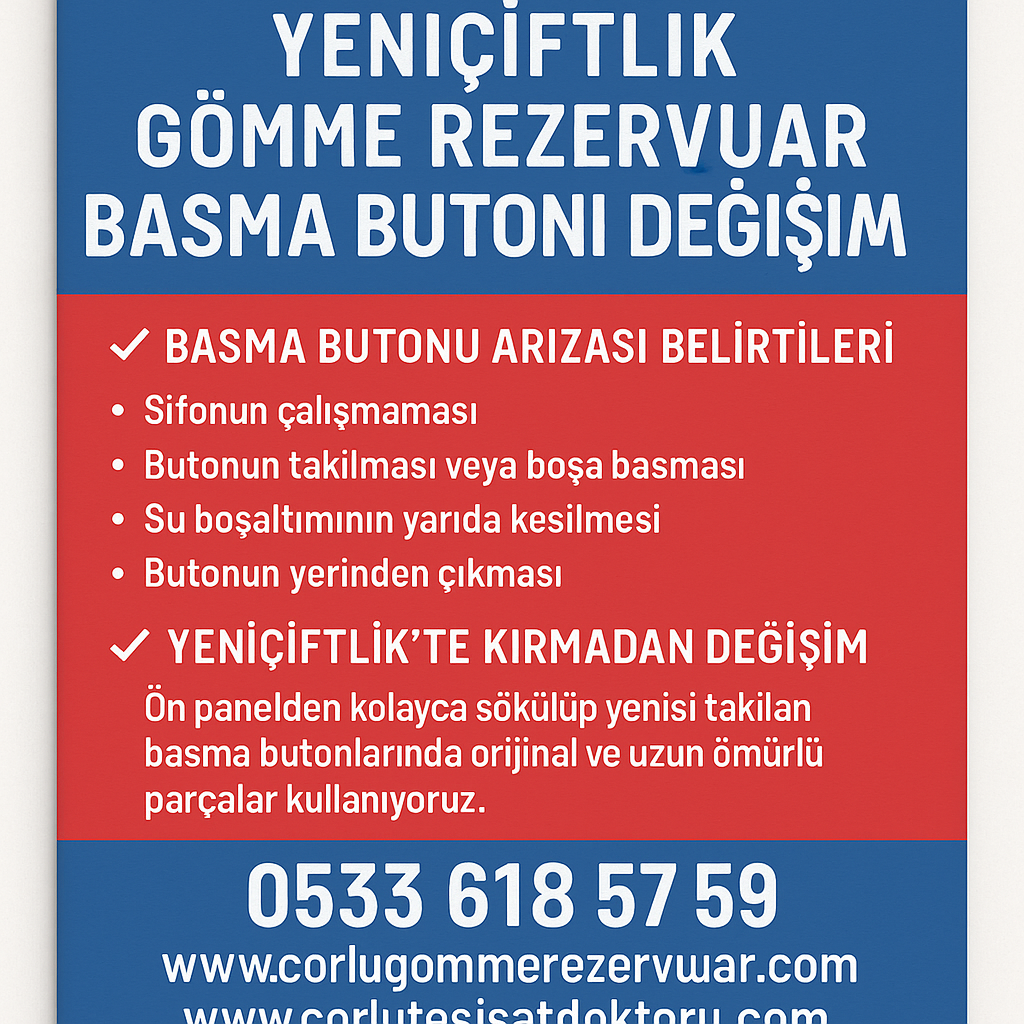Yeniçiftlik Gömme Rezervuar Basma Butonu Değişimi – Çorlu Tesisat Doktoru