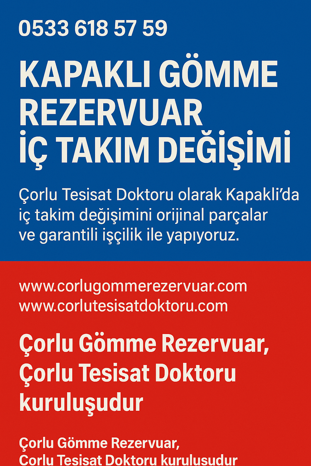 Kapaklı Gömme Rezervuar İç Takım Değişimi – Çorlu Tesisat Doktoru