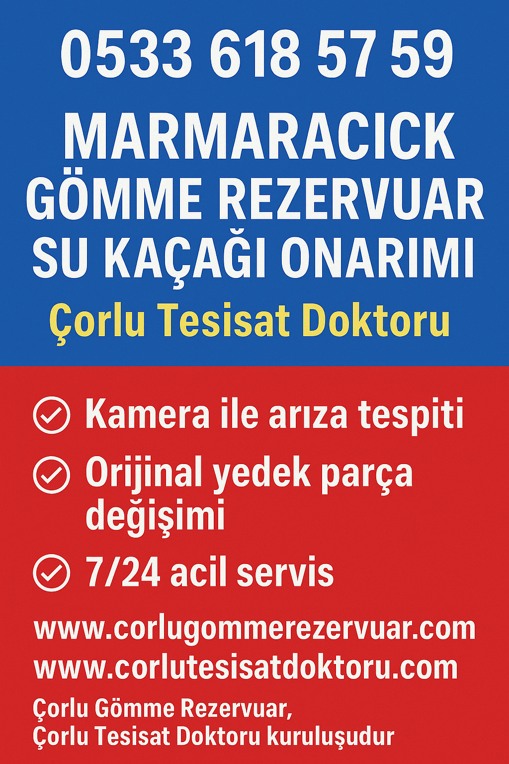 Marmaracık Gömme Rezervuar Su Kaçağı Onarımı – Çorlu Tesisat Doktoru