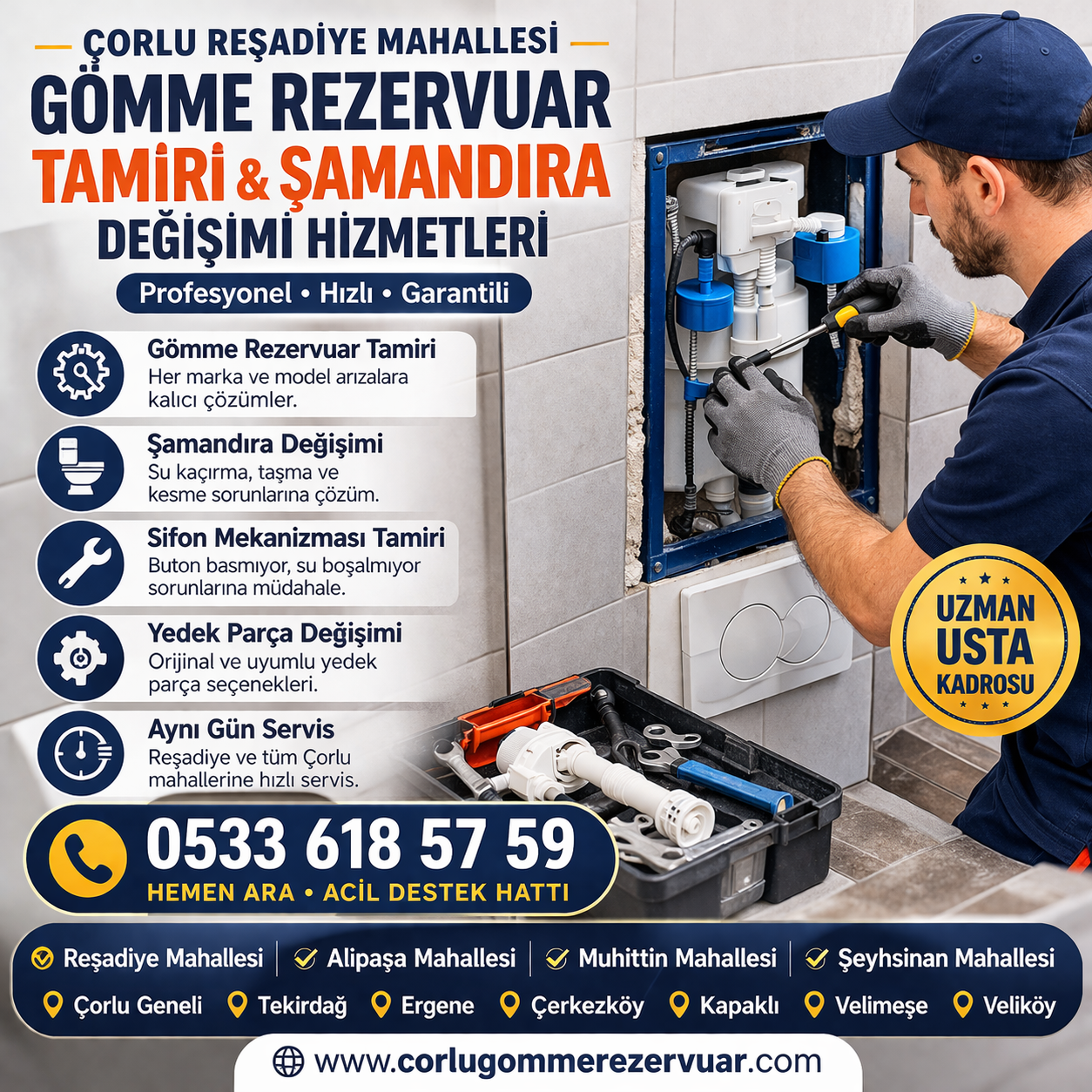 🚿 Çorlu Reşadiye Mahallesi Gömme Rezervuar Tamiri, Şamandıra ve Sifon Mekanizması Değişimi
