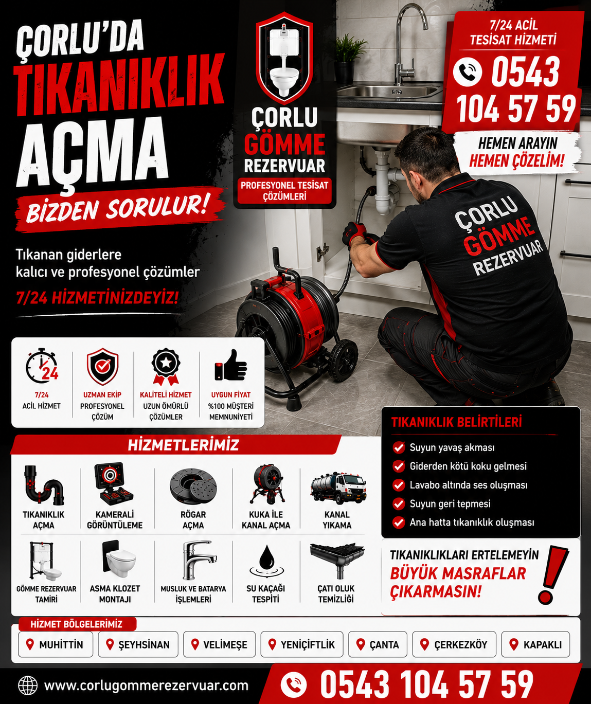 🌀 Çorlu’da Tıkanıklık Açma Bizden Sorulur, Gider Sorunlarına Hızlı Çözüm