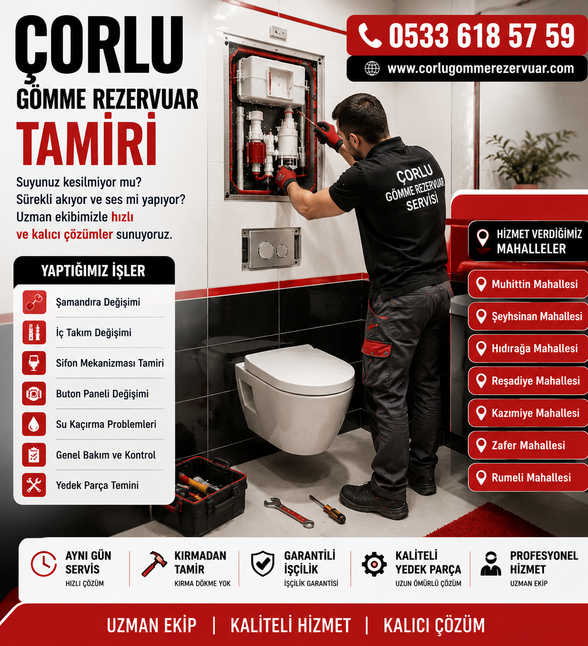 🚿 Ergene Gömme Rezervuar Tamiri – Su Kesmiyor ve Sürekli Doluyor Sorunu