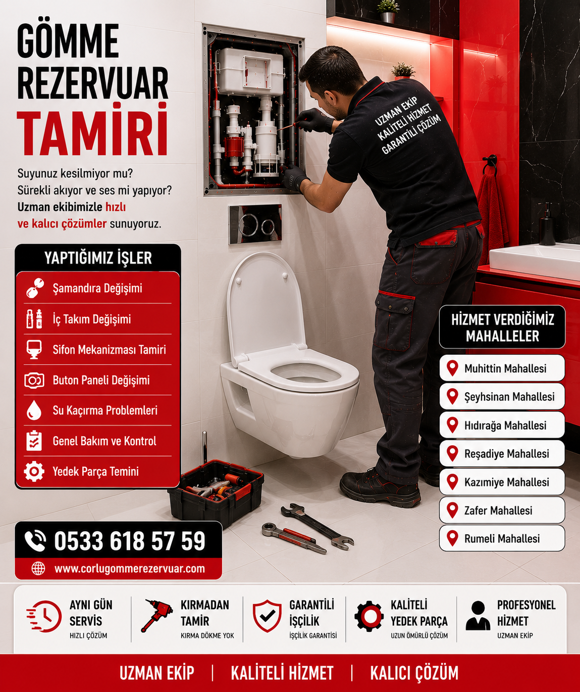 Gömme Rezervuar Tamiri ve Yedek Parça Değişimi Hizmetleri