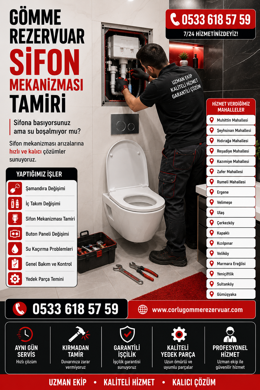 Gömme Rezervuar Sifon Mekanizması Tamiri ve Çalışmama Sorunları